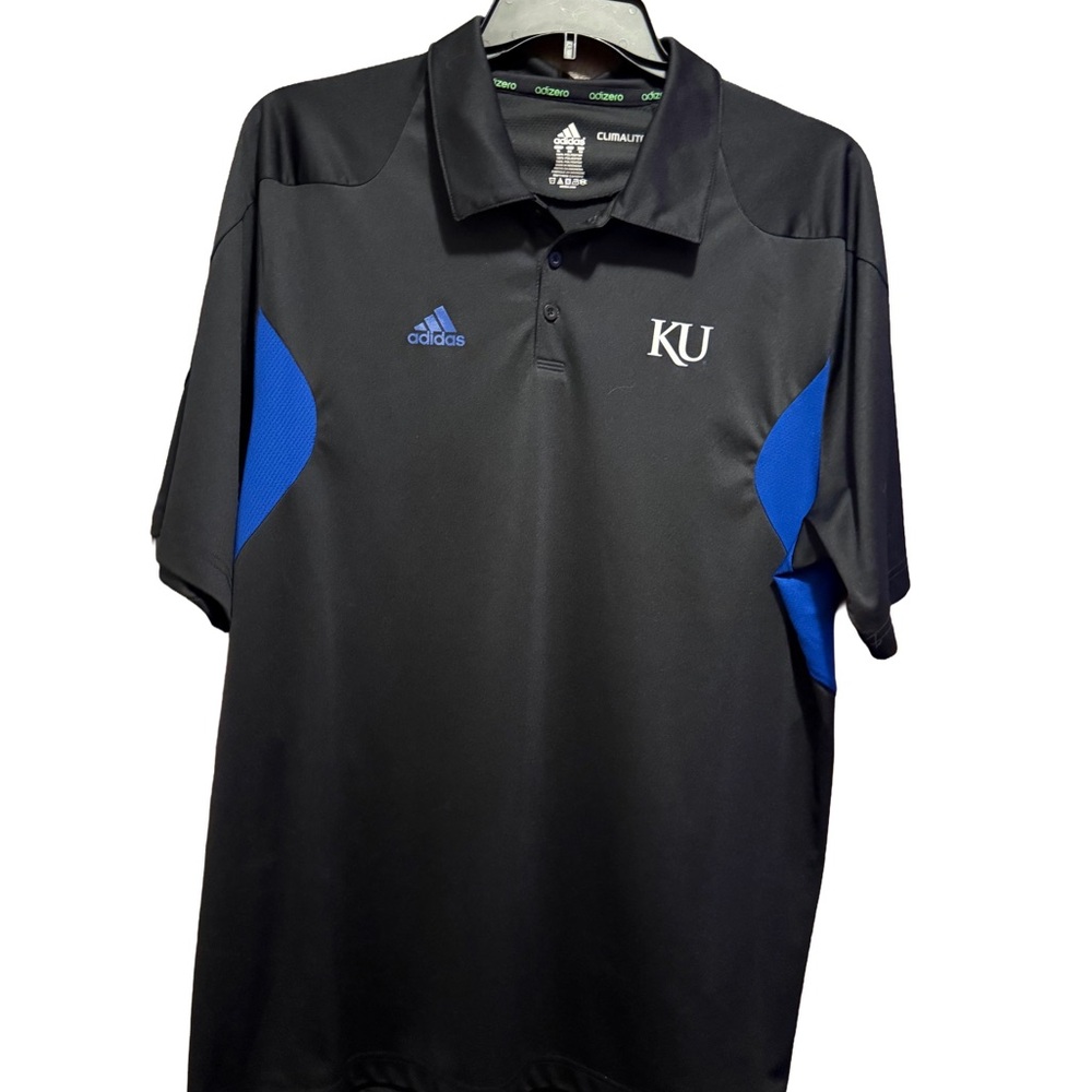 Adidas Men's KU Jayhawks Polo Shirt in Black and Blue